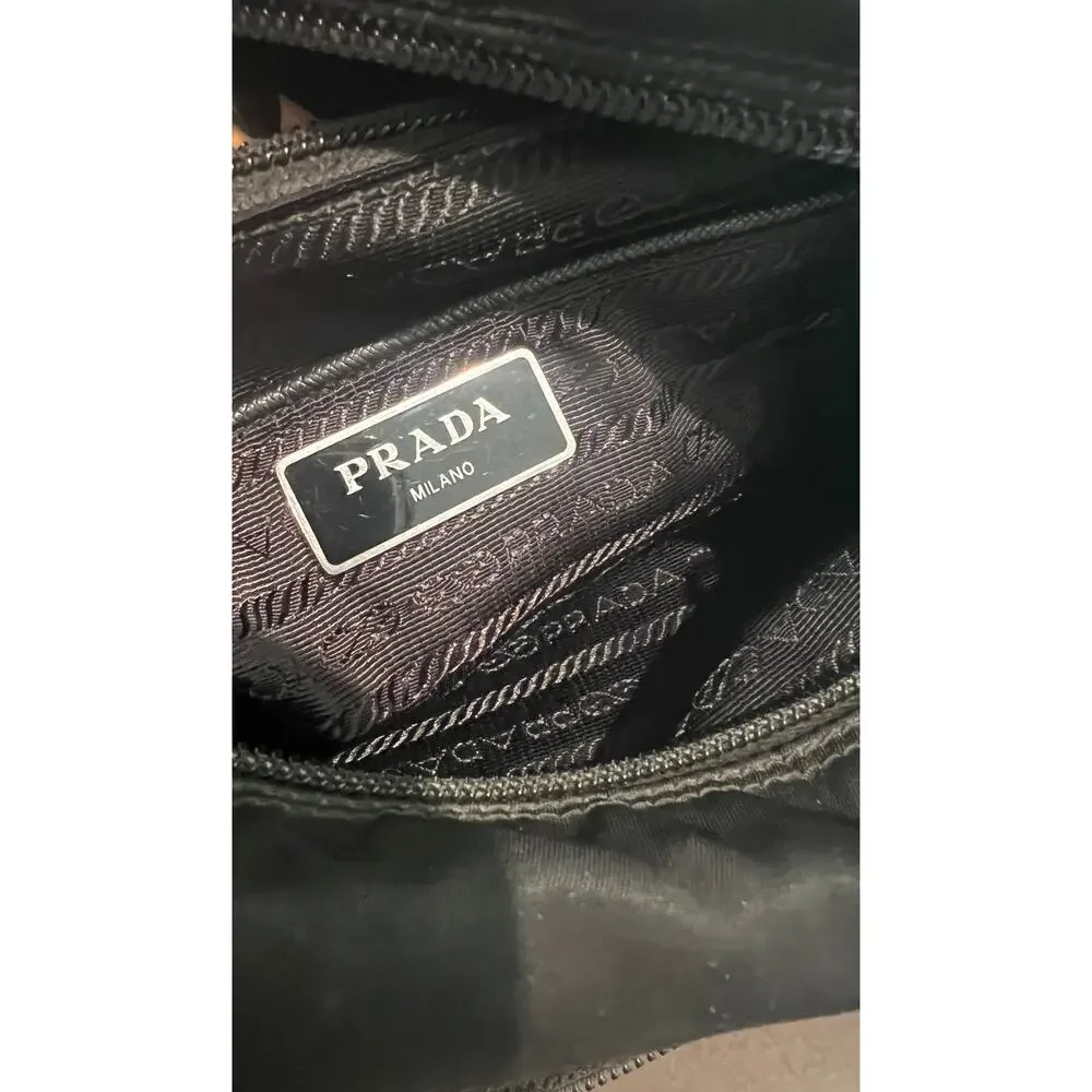 Prada Black Nylon Logo Plaque Messenger Crossbody Bag